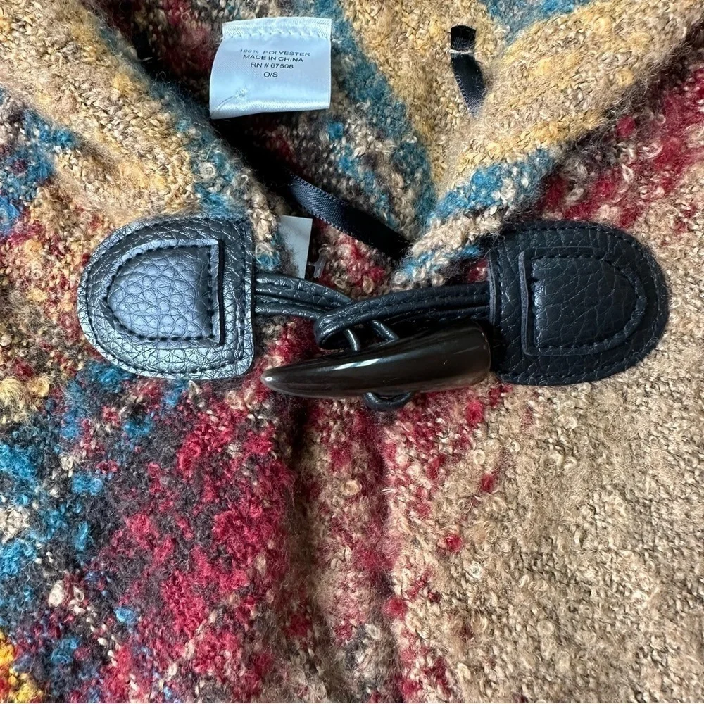 NWT New Directions Plaid Toggle Wrap Poncho